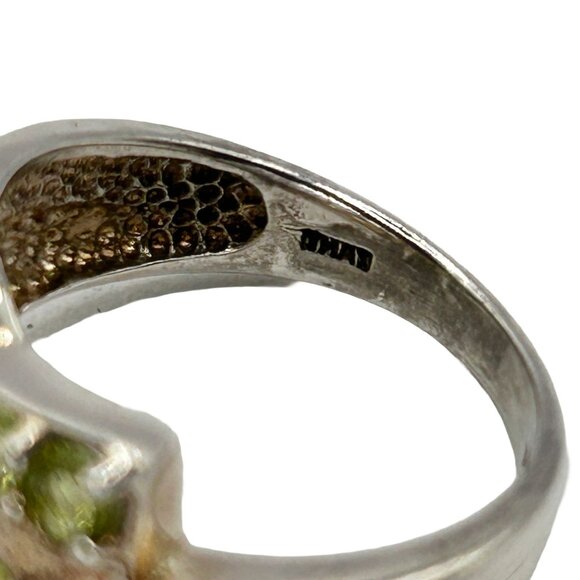 925 Sterling Silver Light Green Peridot Gemstone Ring - Size 7.5 - Picture 7 of 8